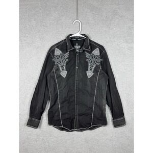 Roar Shirt‎ Mens L Black Y2K Cyber Mall Goth Punk Grunge Rodeo Cowboy Vintage